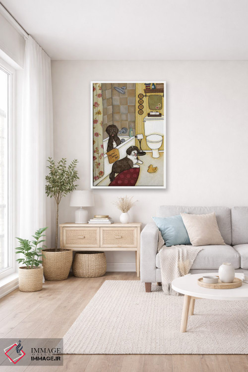 تابلو دکوراتیو شستن سگ های آبی اثر جیمی موراث - D3W