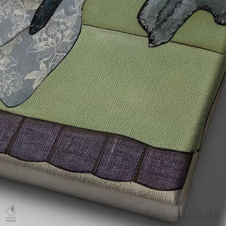 تابلو دکوراتیو پودل های چرت زده اثر جیمی موراث - نمای نزدیک بافت بوم