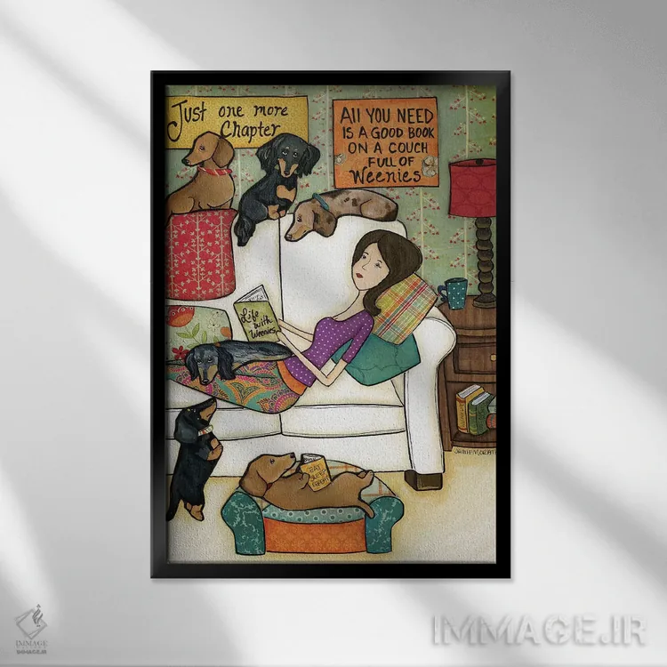 تابلو دکوراتیو کتاب ها و وینی ها اثر جیمی موراث - نمای قابدار مشکی