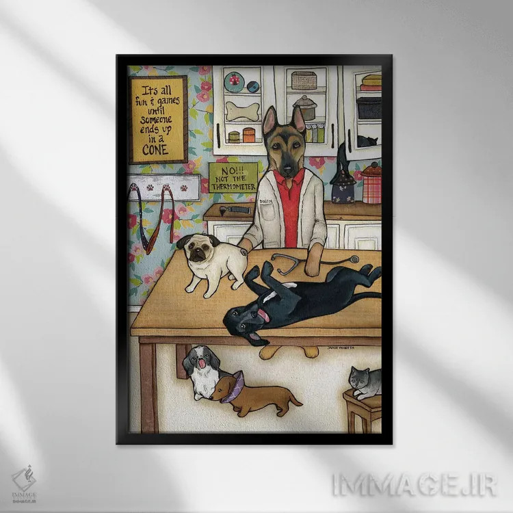 تابلو دکوراتیو داگتور اثر جیمی موراث - نمای قابدار مشکی