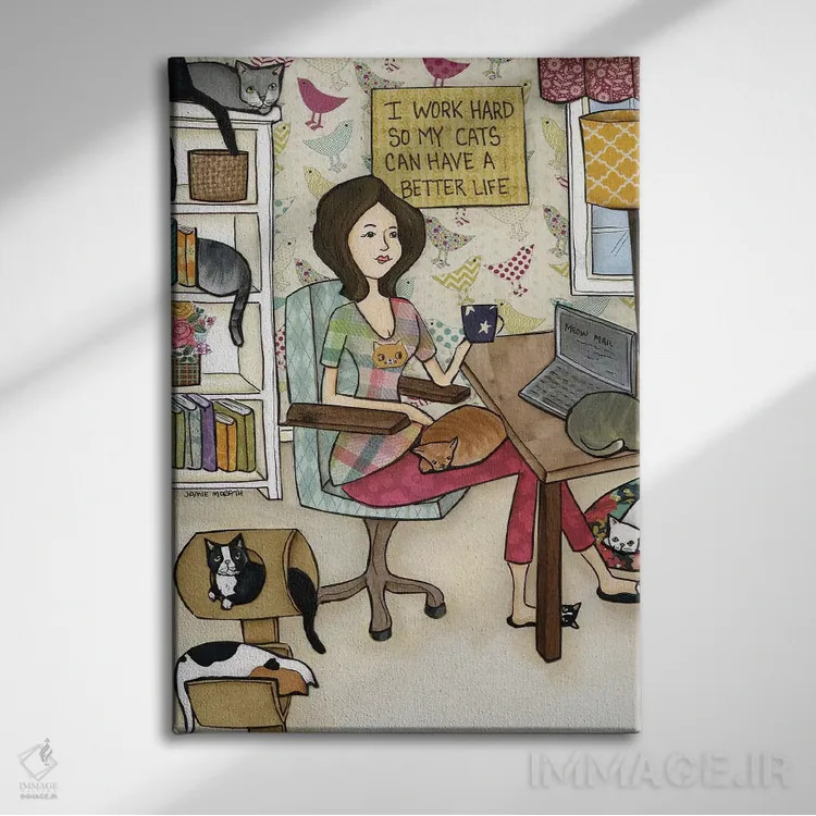 تابلو دکوراتیو زندگی بهتر برای گربه ها اثر جیمی موراث - نمای روبهرو روی دیوار
