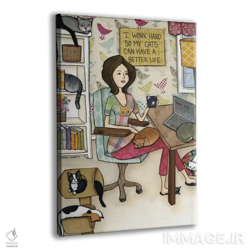 تابلو دکوراتیو زندگی بهتر برای گربه ها اثر جیمی موراث - نمای پرسپکتیو محصول