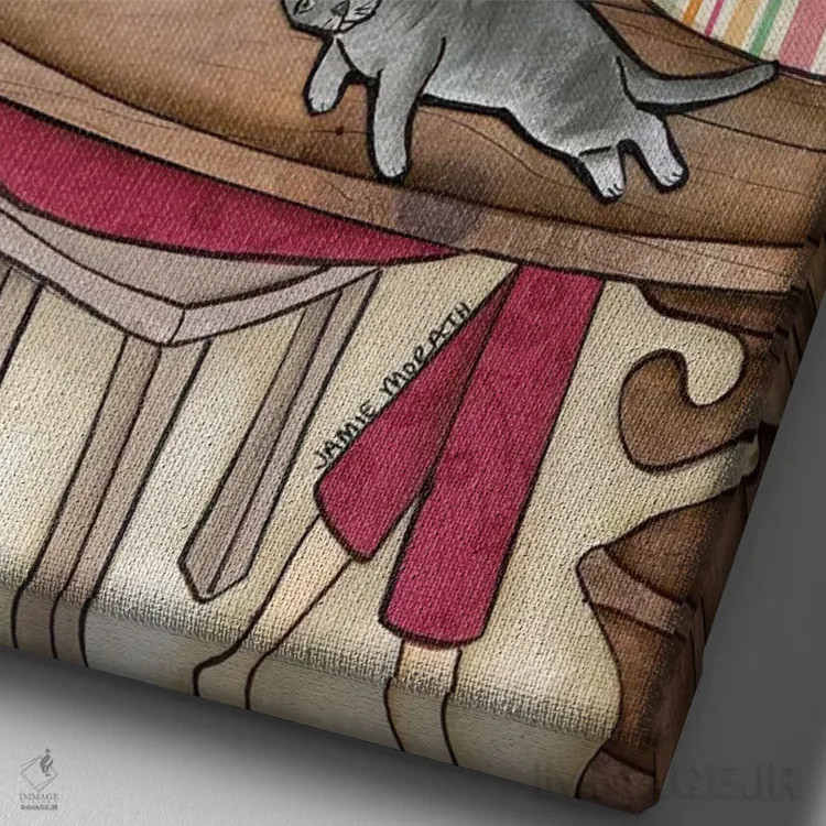 تابلو دکوراتیو با گربه هایم اثر جیمی موراث - نمای نزدیک بافت بوم