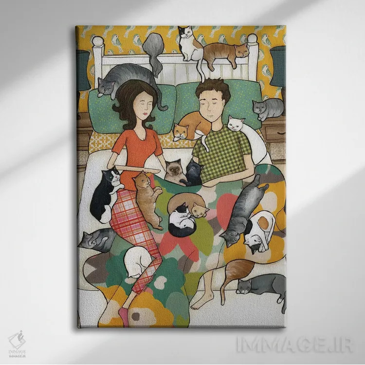 تابلو دکوراتیو خواب کوتاه گربه ای اثر جیمی موراث - نمای روبهرو روی دیوار