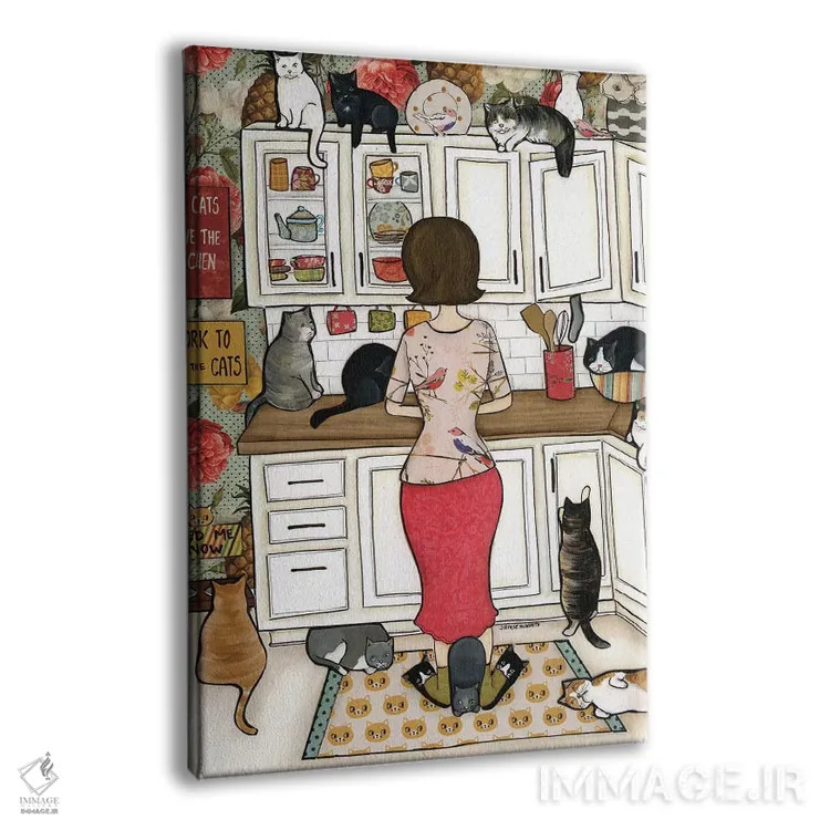 تابلو دکوراتیو به گربه ها غذا بده اثر جیمی موراث - نمای پرسپکتیو محصول