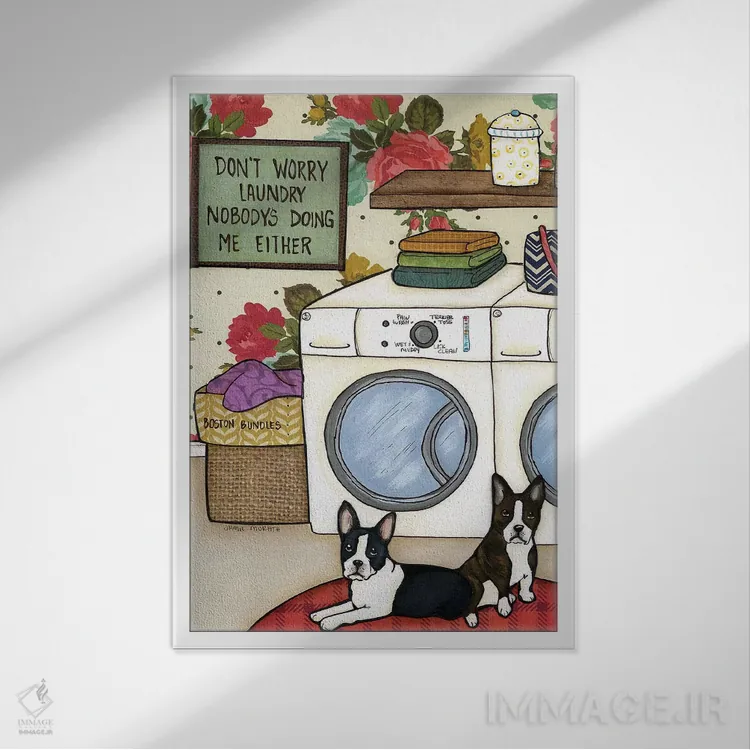 تابلو دکوراتیو بقچه های بوستون اثر جیمی موراث - نمای قابدار سفید