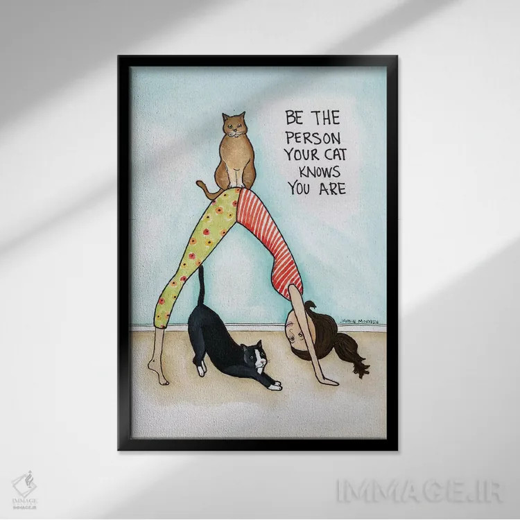 تابلو دکوراتیو گربه ات می داند اثر جیمی موراث - نمای قابدار مشکی