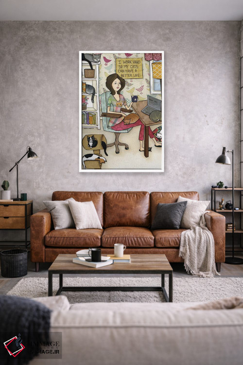 تابلو دکوراتیو زندگی بهتر برای گربه ها اثر جیمی موراث - D1W
