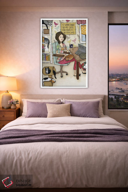 تابلو دکوراتیو زندگی بهتر برای گربه ها اثر جیمی موراث - D3W