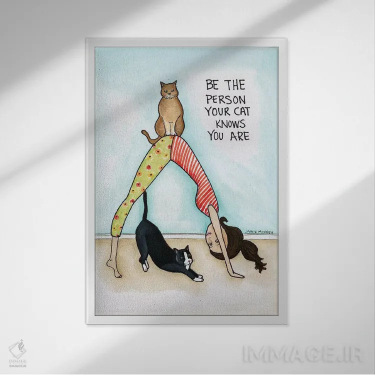 تابلو دکوراتیو گربه ات می داند اثر جیمی موراث - نمای قابدار سفید
