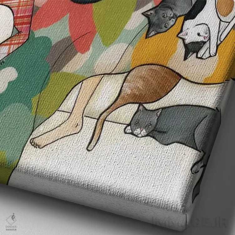 تابلو دکوراتیو خواب کوتاه گربه ای اثر جیمی موراث - نمای نزدیک بافت بوم