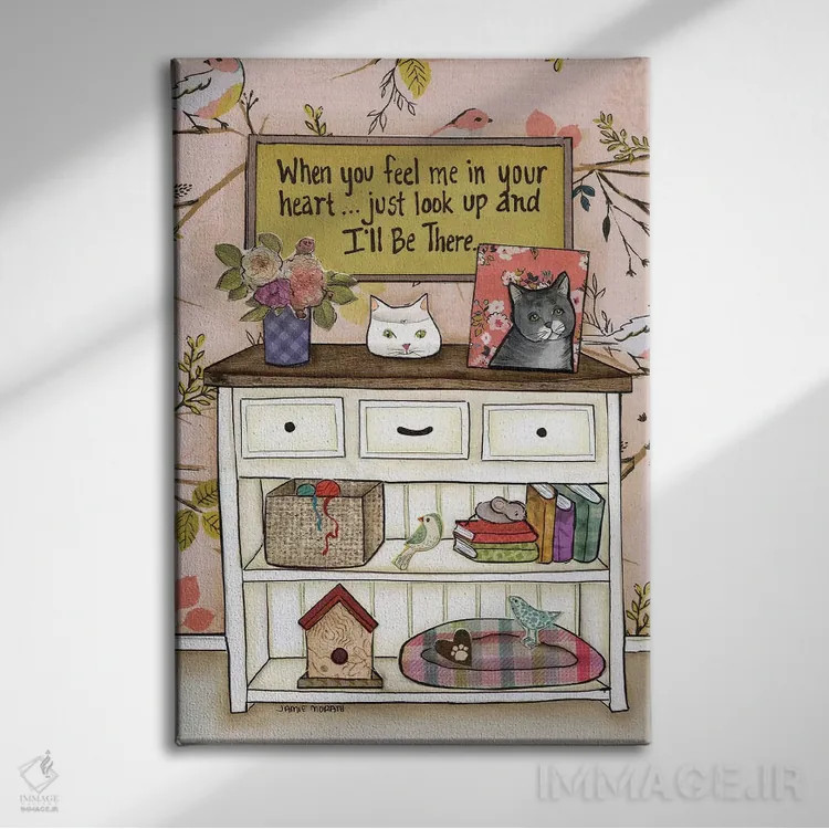 تابلو دکوراتیو من پیشت هستم گربه اثر جیمی موراث - نمای روبهرو روی دیوار