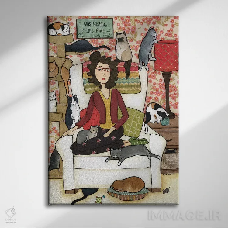 تابلو دکوراتیو سه گربه پیش از این اثر جیمی موراث - نمای روبهرو روی دیوار