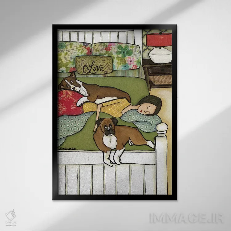 تابلو دکوراتیو عشق باکسر اثر جیمی موراث - نمای قابدار مشکی