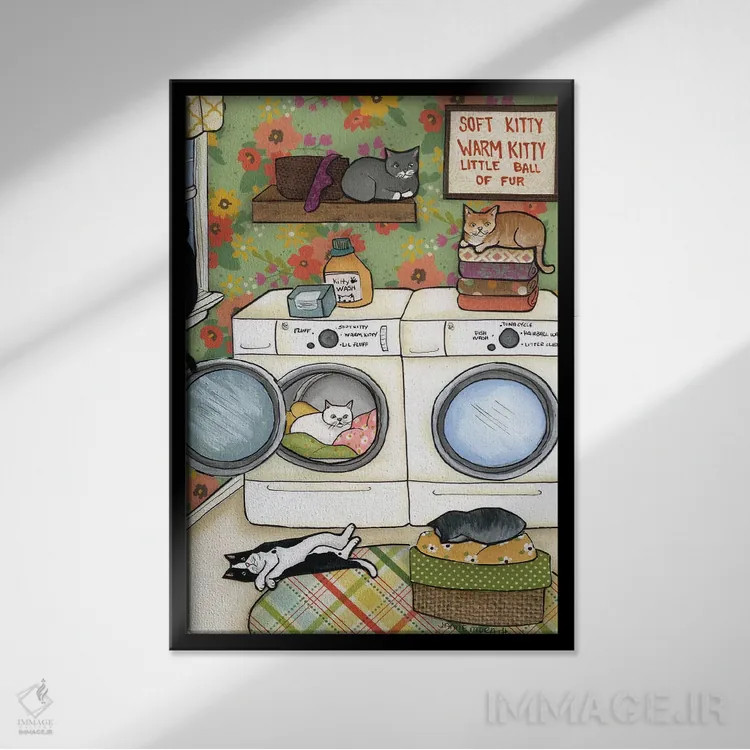 تابلو دکوراتیو توپ کوچکی از پشم و مو اثر جیمی موراث - نمای قابدار مشکی