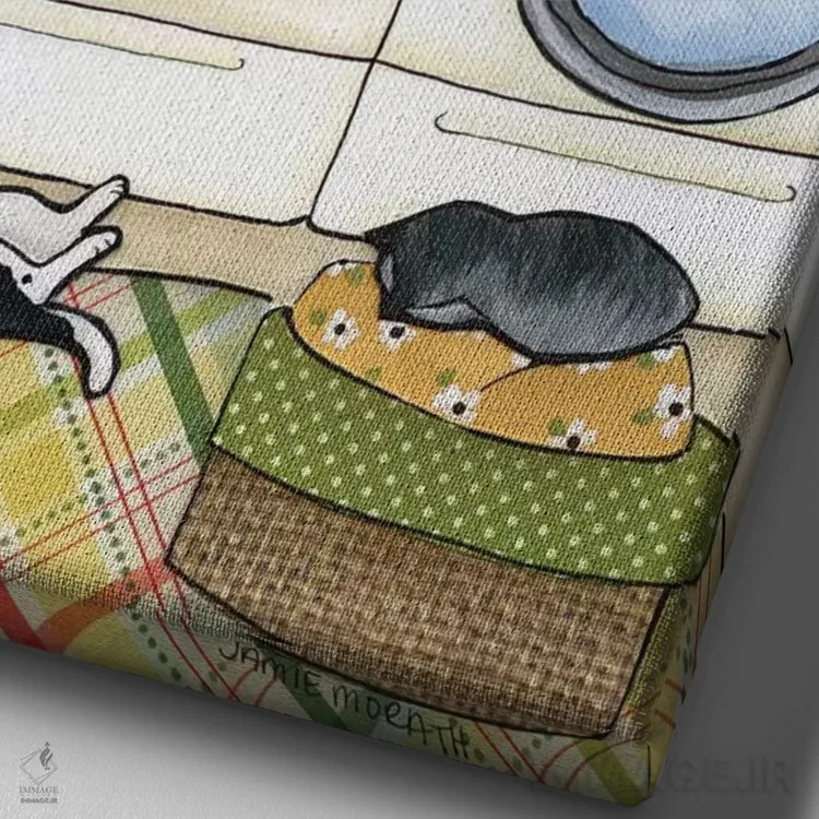 تابلو دکوراتیو توپ کوچکی از پشم و مو اثر جیمی موراث - نمای نزدیک بافت بوم