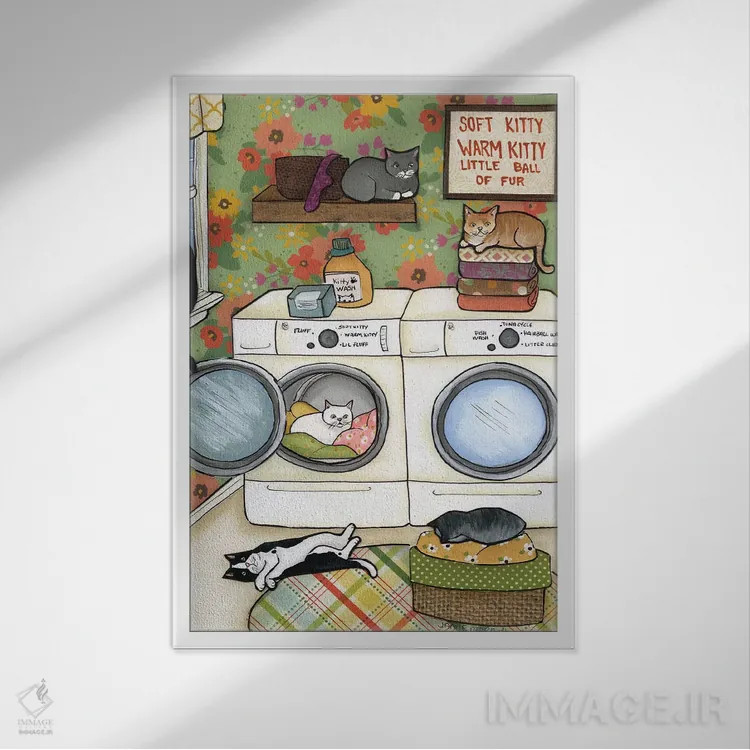 تابلو دکوراتیو توپ کوچکی از پشم و مو اثر جیمی موراث - نمای قابدار سفید