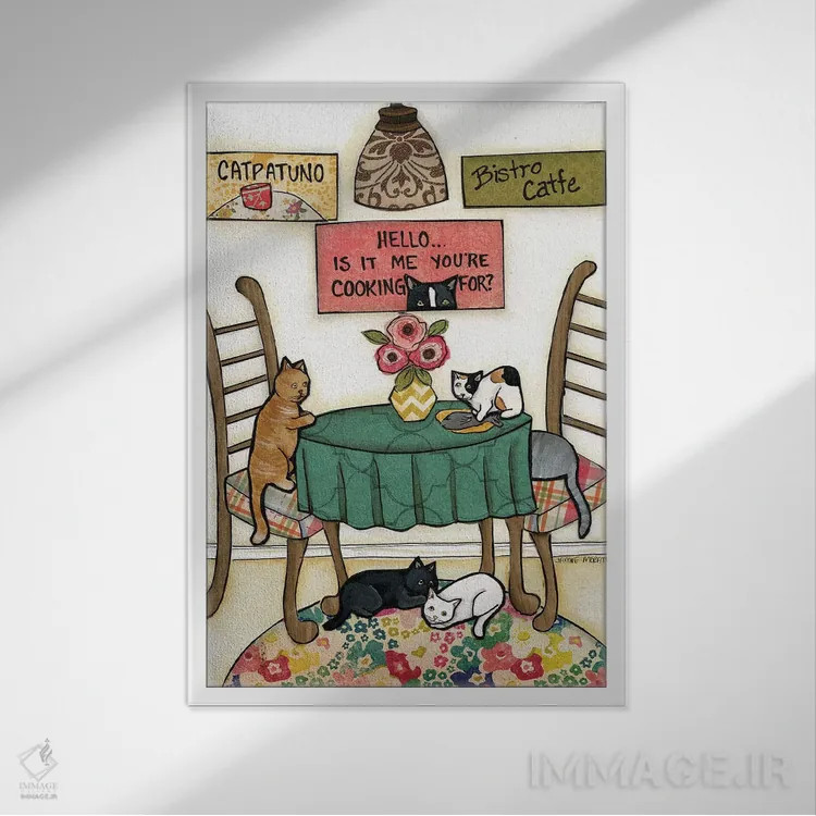 تابلو دکوراتیو کت پاتونو اثر جیمی موراث - نمای قابدار سفید