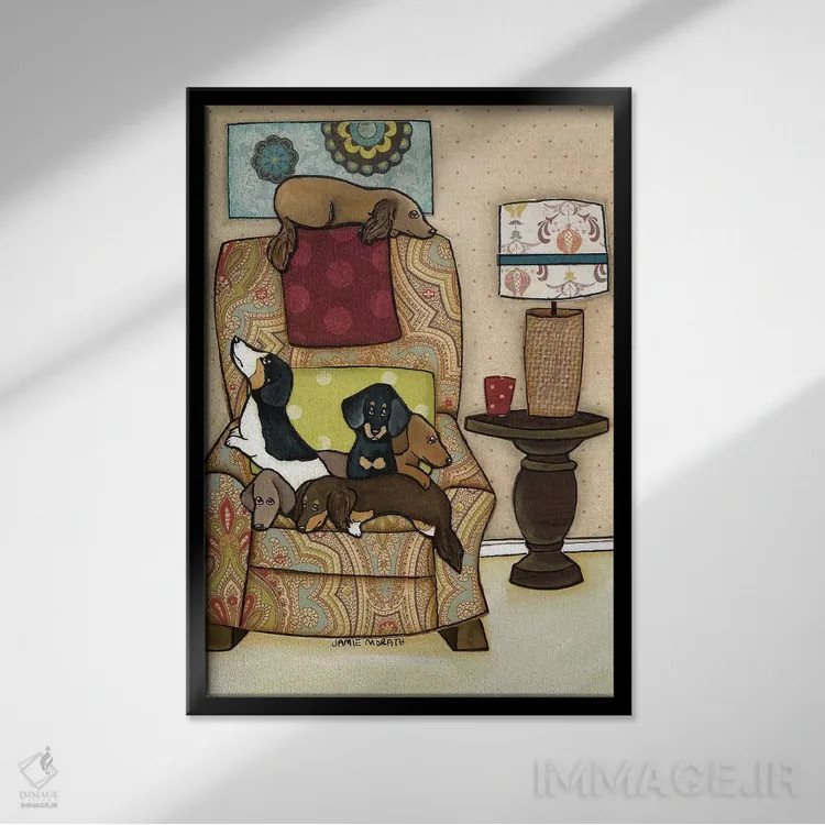 تابلو دکوراتیو صندلی پر از وینی ها اثر جیمی موراث - نمای قابدار مشکی