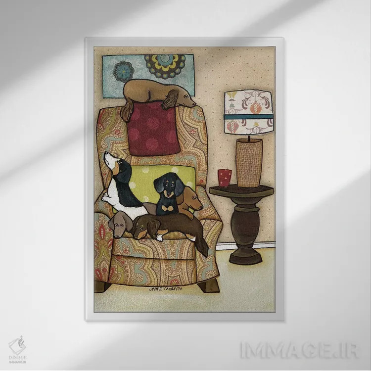 تابلو دکوراتیو صندلی پر از وینی ها اثر جیمی موراث - نمای قابدار سفید