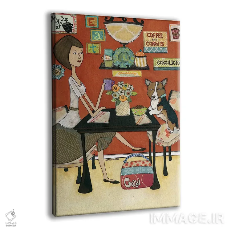 تابلو دکوراتیو کورگی دوست داشتنی اثر جیمی موراث - نمای پرسپکتیو محصول