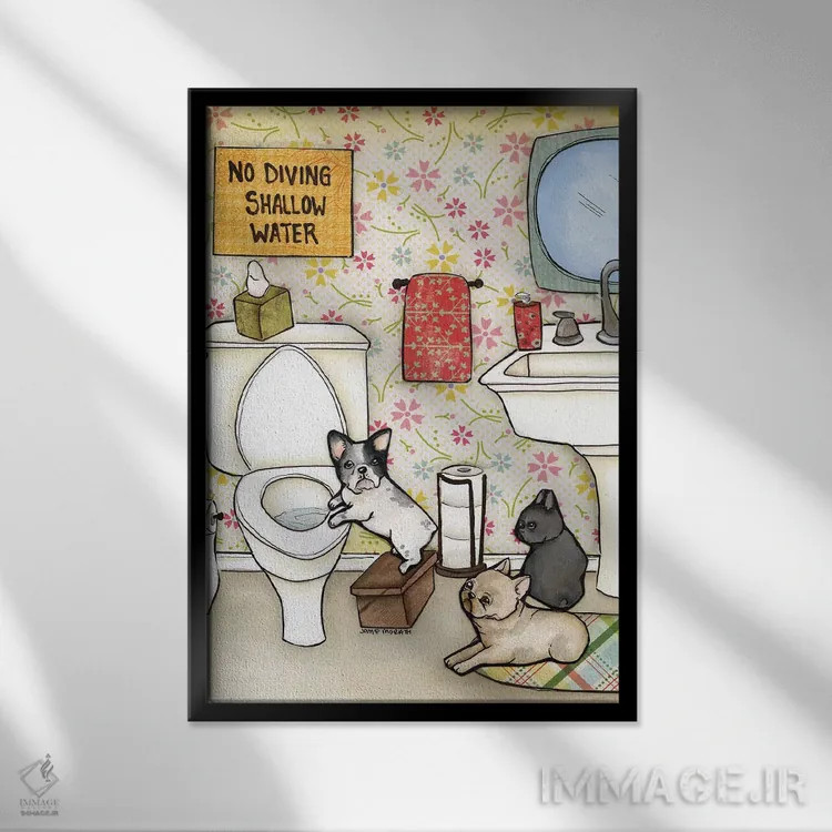 تابلو دکوراتیو شیرجه ممنوع اثر جیمی موراث - نمای قابدار مشکی