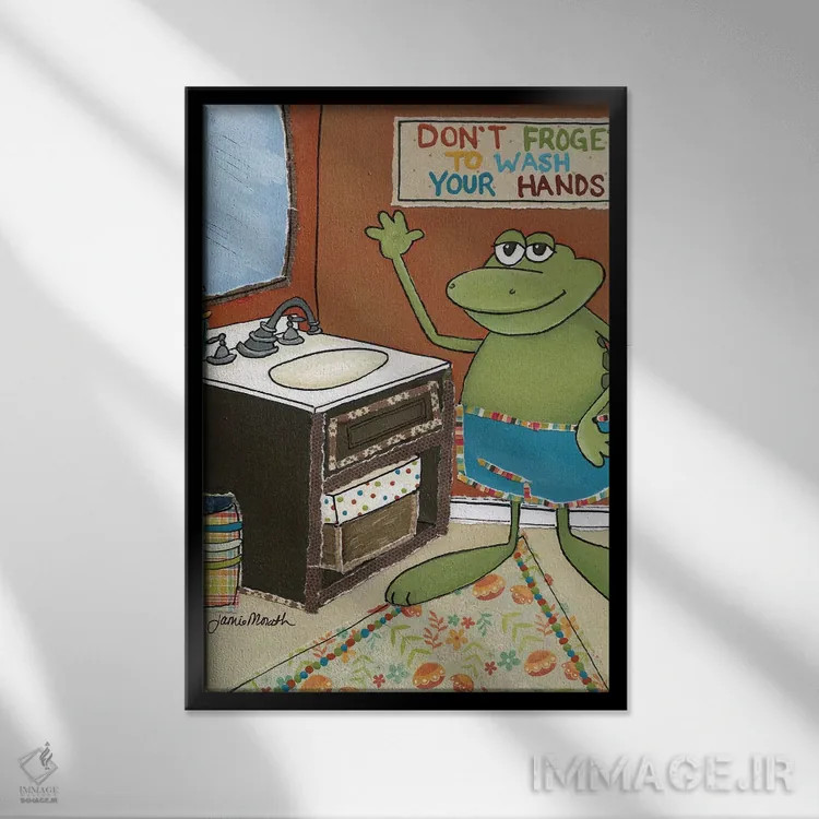تابلو دکوراتیو شستن را فراموش نکن اثر جیمی موراث - نمای قابدار مشکی