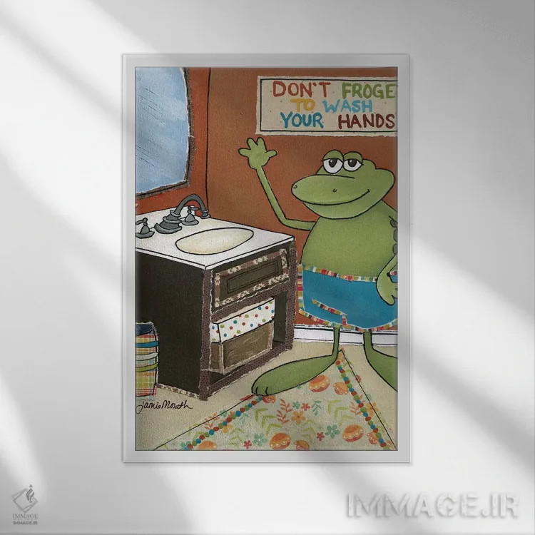 تابلو دکوراتیو شستن را فراموش نکن اثر جیمی موراث - نمای قابدار سفید