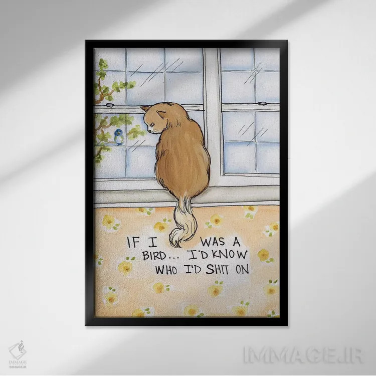 تابلو دکوراتیو اگر من پرنده بودم اثر جیمی موراث - نمای قابدار مشکی