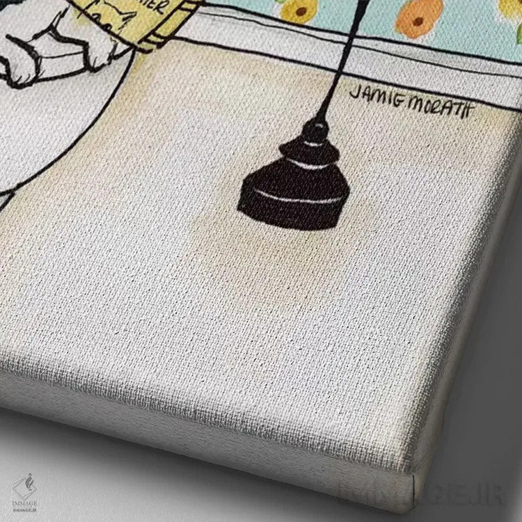 تابلو دکوراتیو سگ ها به دنبالم می دوند اثر جیمی موراث - نمای نزدیک بافت بوم