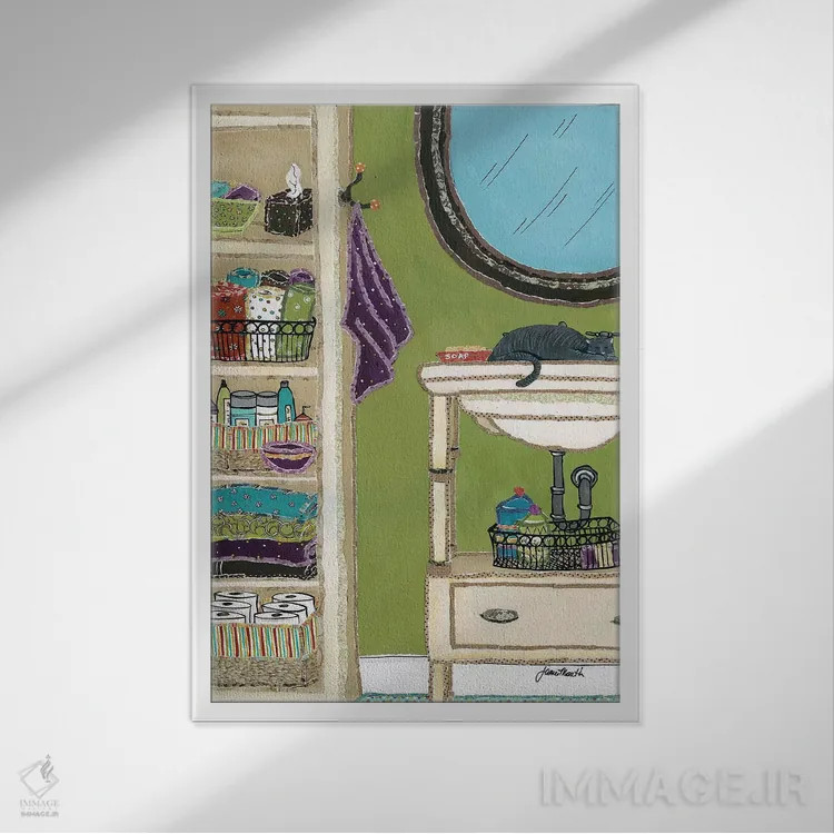 تابلو دکوراتیو آغوش در سینک ظرفشویی اثر جیمی موراث - نمای قابدار سفید