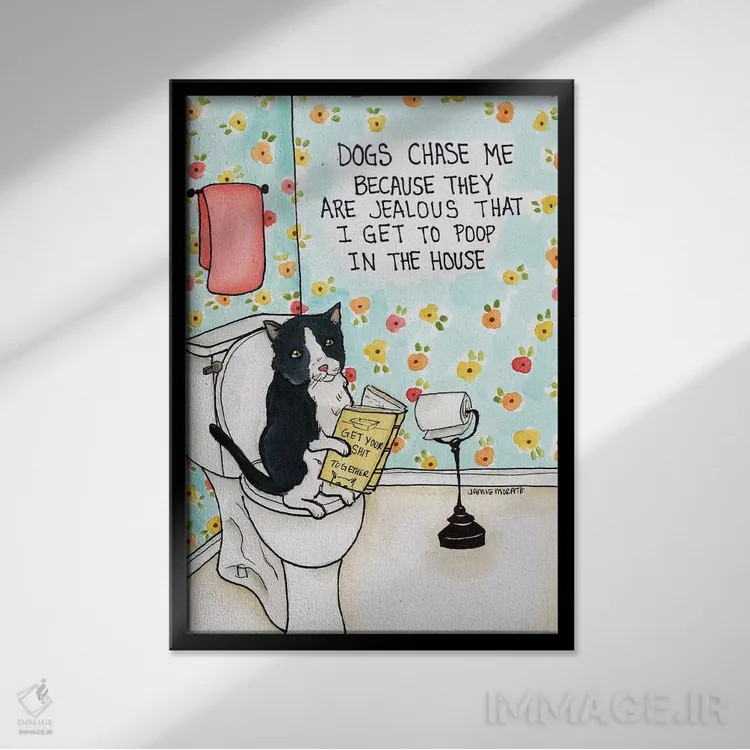 تابلو دکوراتیو سگ ها به دنبالم می دوند اثر جیمی موراث - نمای قابدار مشکی