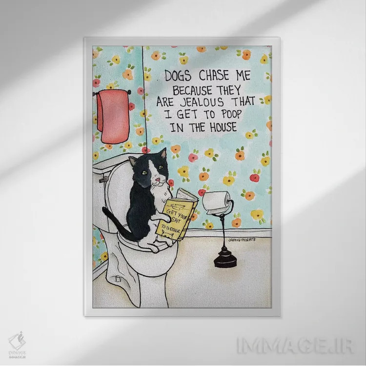 تابلو دکوراتیو سگ ها به دنبالم می دوند اثر جیمی موراث - نمای قابدار سفید