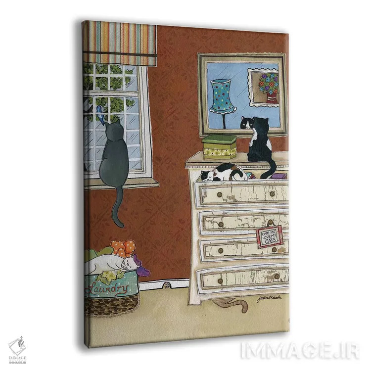 تابلو دکوراتیو مرا دوست بدار، گربه هایم را هم دوست بدار اثر جیمی موراث - نمای پرسپکتیو محصول