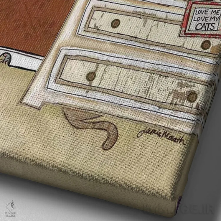 تابلو دکوراتیو مرا دوست بدار، گربه هایم را هم دوست بدار اثر جیمی موراث - نمای نزدیک بافت بوم