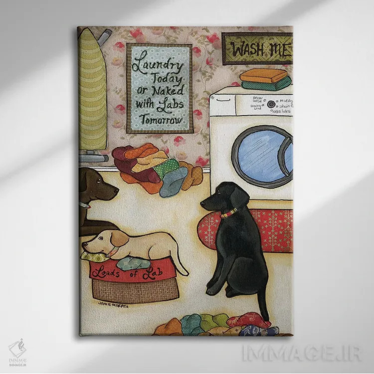 تابلو دکوراتیو لابرادورهای فراوان اثر جیمی موراث - نمای روبهرو روی دیوار