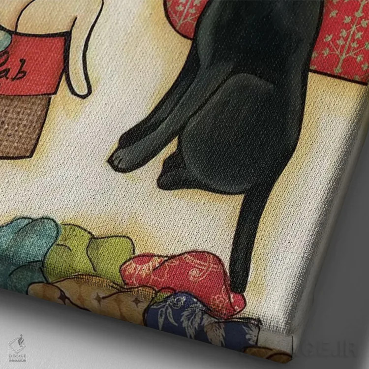 تابلو دکوراتیو لابرادورهای فراوان اثر جیمی موراث - نمای نزدیک بافت بوم