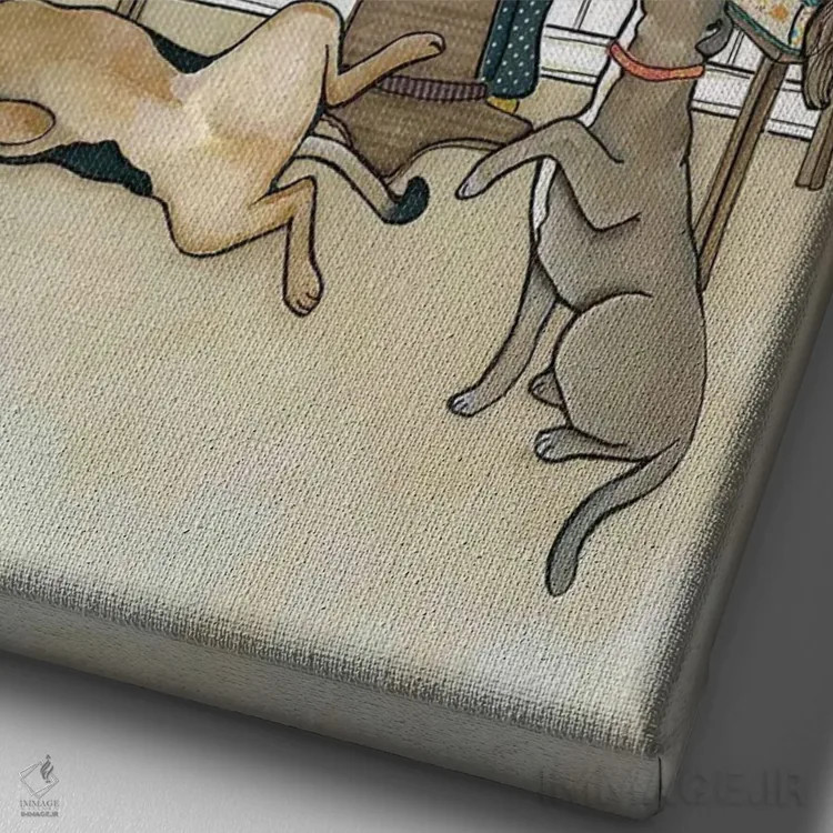 تابلو دکوراتیو قهوه و حیوانات نجات یافته اثر جیمی موراث - نمای نزدیک بافت بوم