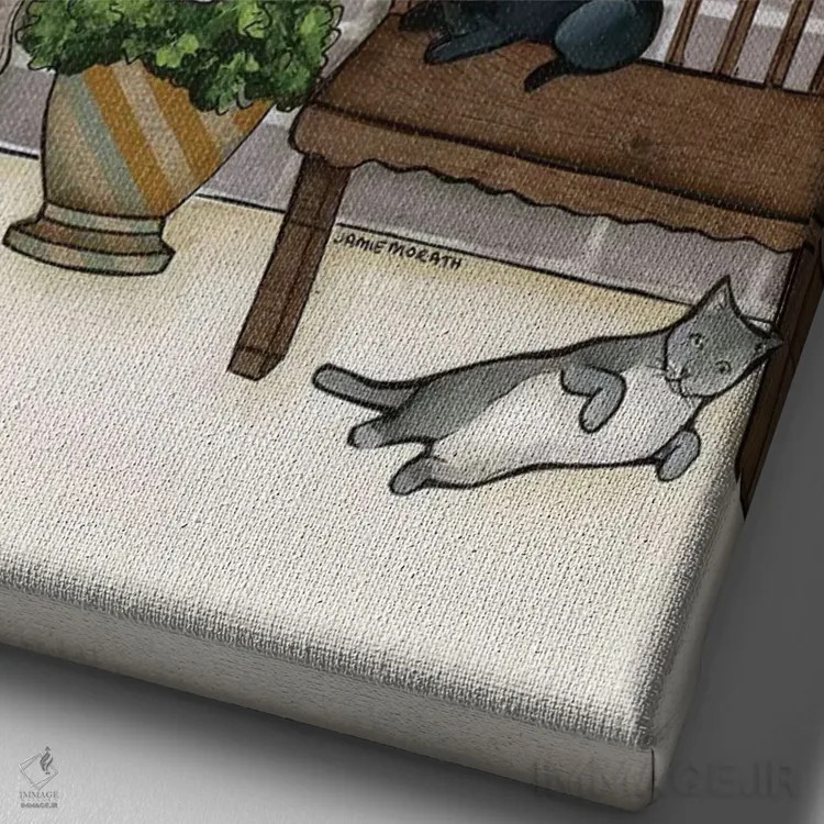 تابلو دکوراتیو گربه ها اثر جیمی موراث - نمای نزدیک بافت بوم