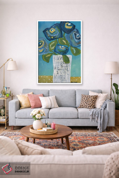 تابلو دکوراتیو زندگی، خنده، عشق در یک گلدان اثر جیمی موراث - D1W