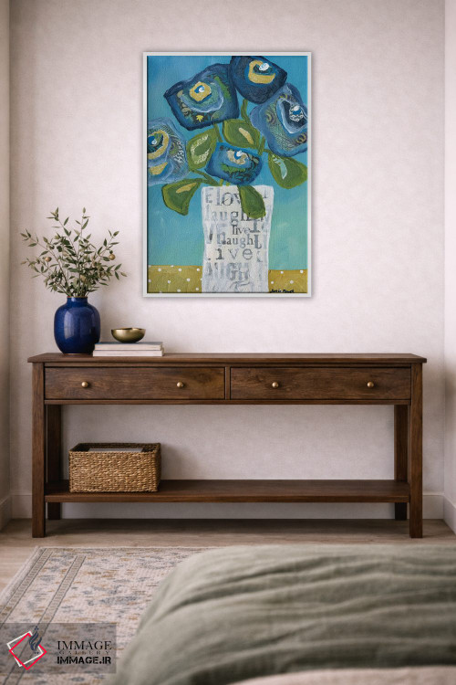 تابلو دکوراتیو زندگی، خنده، عشق در یک گلدان اثر جیمی موراث - D2W