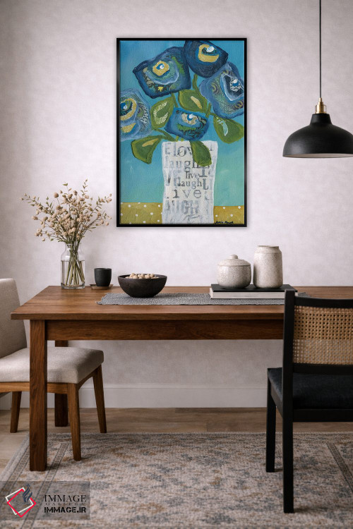 تابلو دکوراتیو زندگی، خنده، عشق در یک گلدان اثر جیمی موراث - D5B