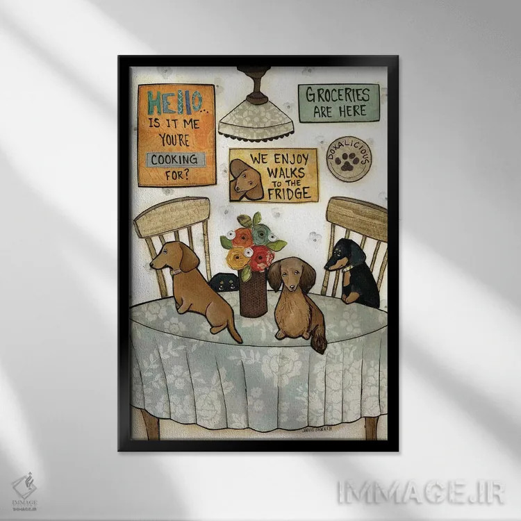 تابلو دکوراتیو خریدها رسیدند اثر جیمی موراث - نمای قابدار مشکی