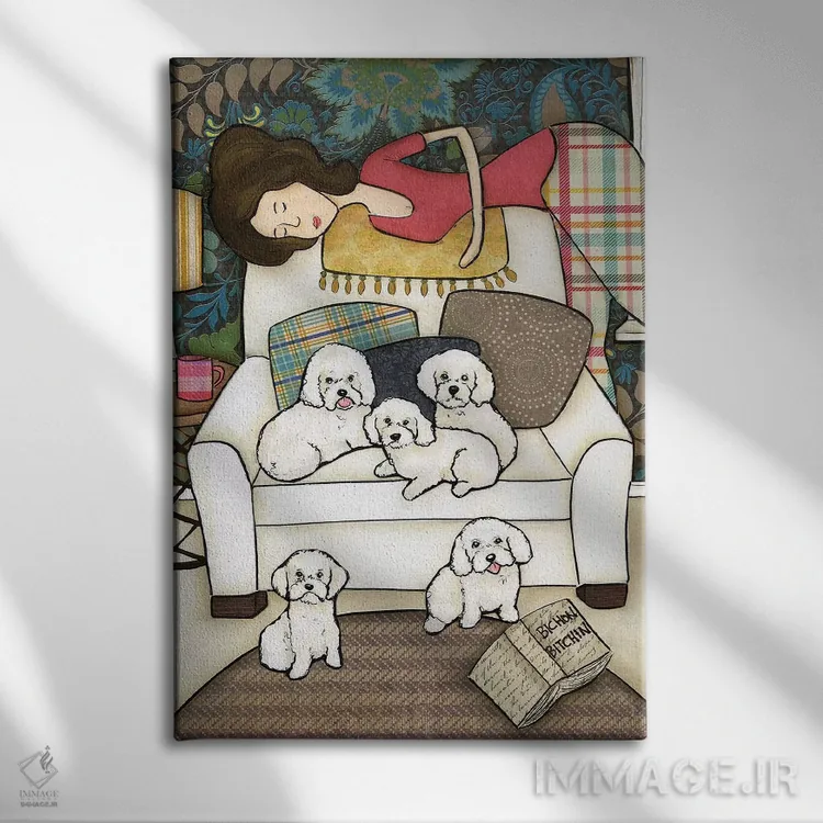 تابلو دکوراتیو غر زدن سگ بیچون اثر جیمی موراث - نمای روبهرو روی دیوار