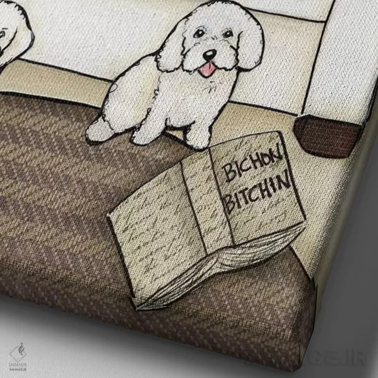 تابلو دکوراتیو غر زدن سگ بیچون اثر جیمی موراث - نمای نزدیک بافت بوم