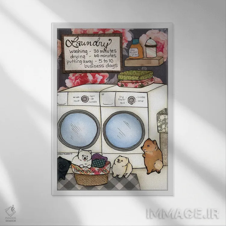 تابلو دکوراتیو تل های پامرانین اثر جیمی موراث - نمای قابدار سفید