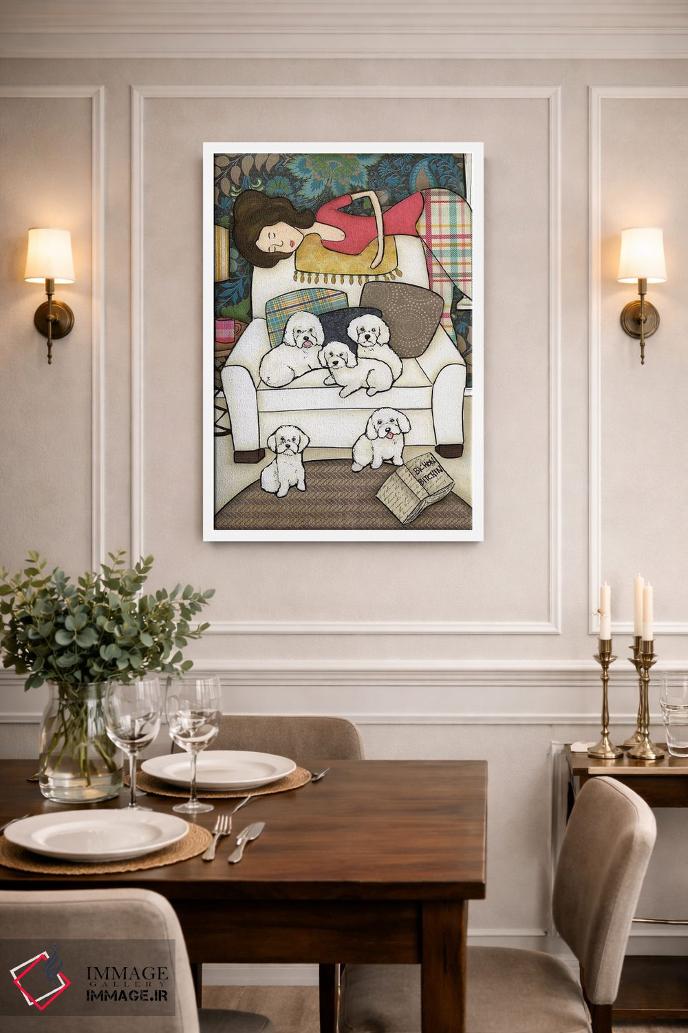 تابلو دکوراتیو غر زدن سگ بیچون اثر جیمی موراث - D1W