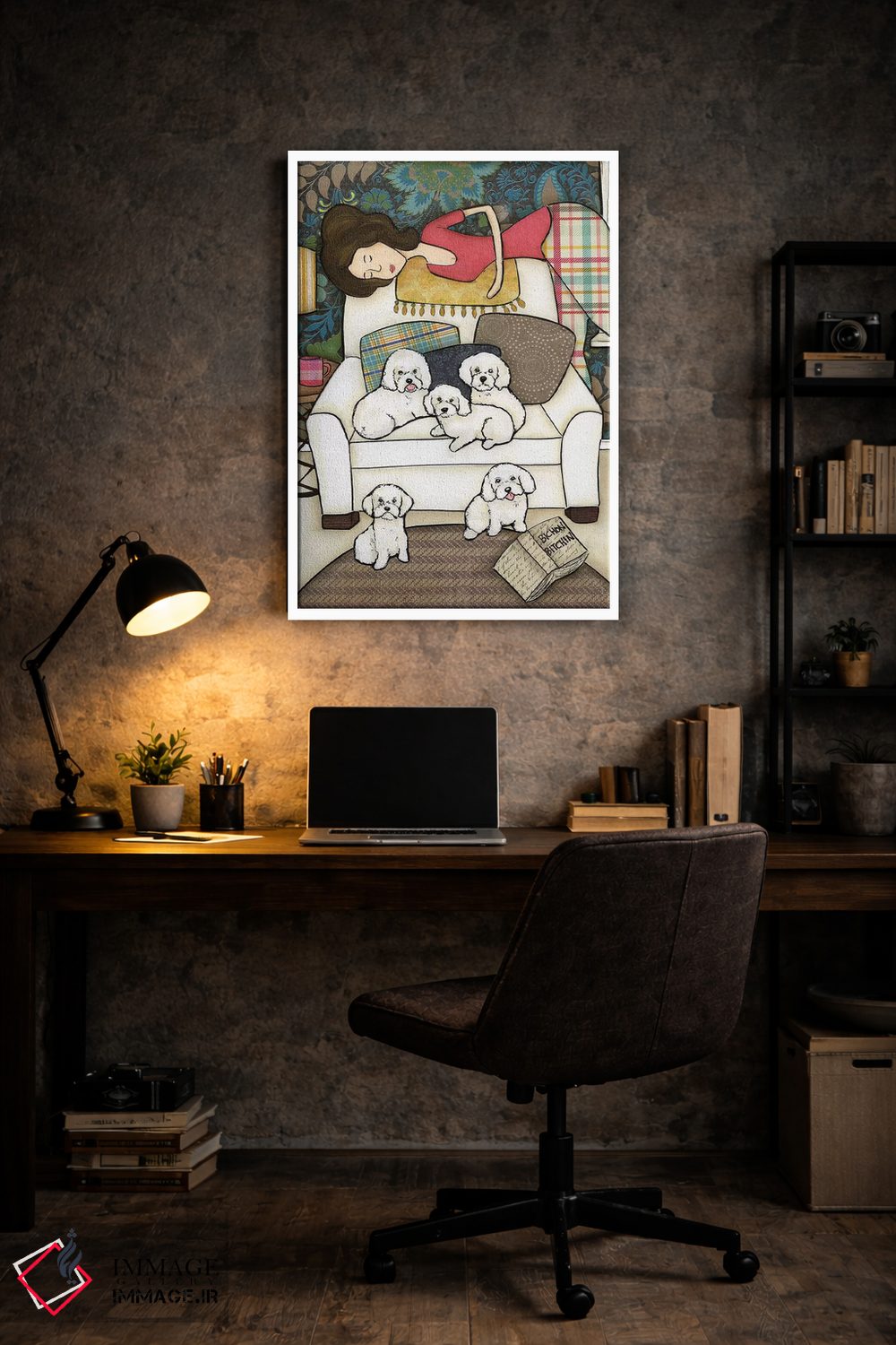 تابلو دکوراتیو غر زدن سگ بیچون اثر جیمی موراث - D5W