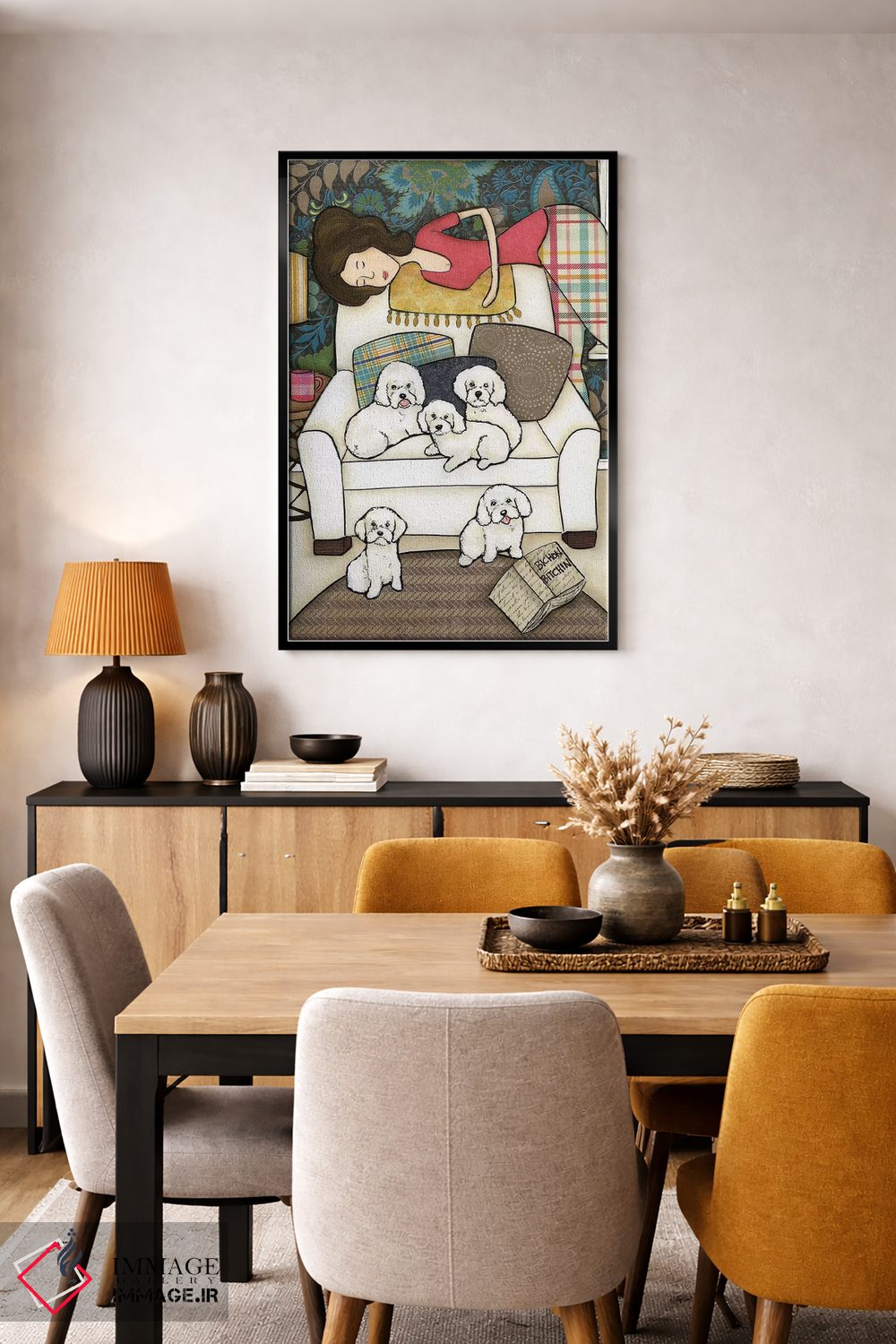 تابلو دکوراتیو غر زدن سگ بیچون اثر جیمی موراث - D6B