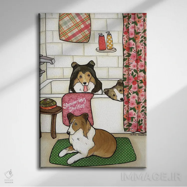 تابلو دکوراتیو شستن شلتی ها اثر جیمی موراث - نمای روبهرو روی دیوار